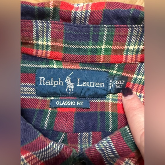 Ralph Lauren Classic Fit Plaid Flannel Shirt 3XLT Big Tall - Picture 5 of 6
